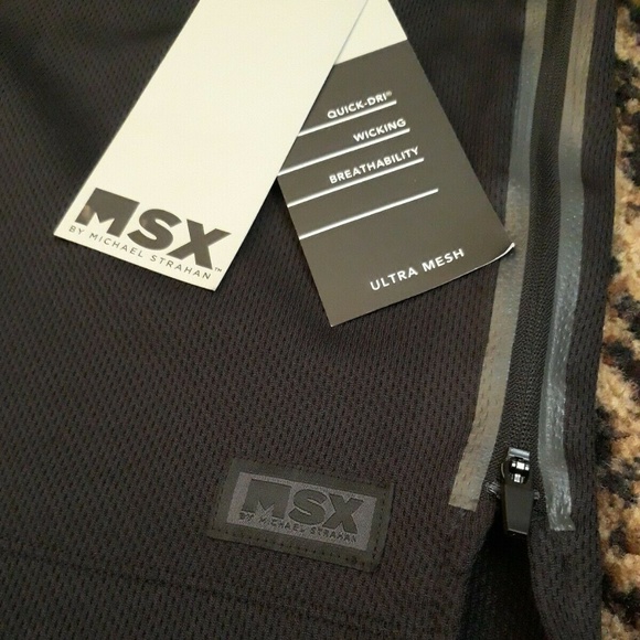 MSX Michael Strahan Black Wicking Workout Shirt Mens S Quick Dri Side Zipper S - Picture 2 of 4